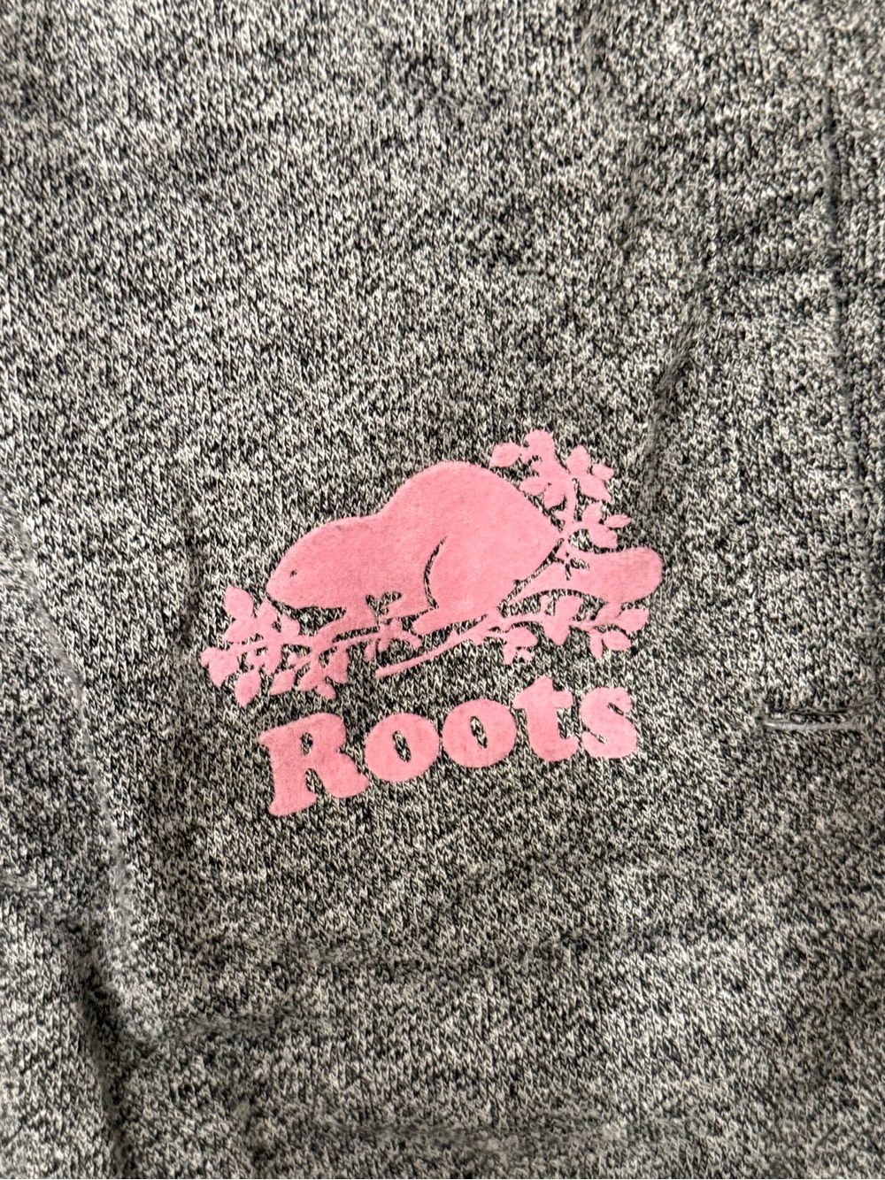 Roots Gray Sweatpants with Pink Logo